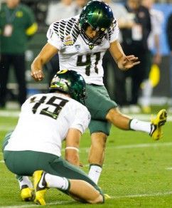 Oregon scores a lot of points, so taking their kickers could pay off.