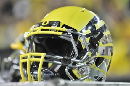 One of the most spectacular helmets in Oregon football history, worn by the Ducks in 2012.