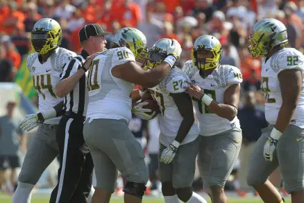 The center of Oregon defense was all over the ball all day