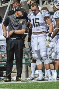 Coach Mark Helfrich looked calm and composed in his debut for the Ducks.