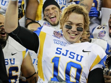David Fales of San Jose State after winning the Military Bowl