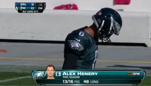 Alex Henery's doomed 60-yard field goal attempt