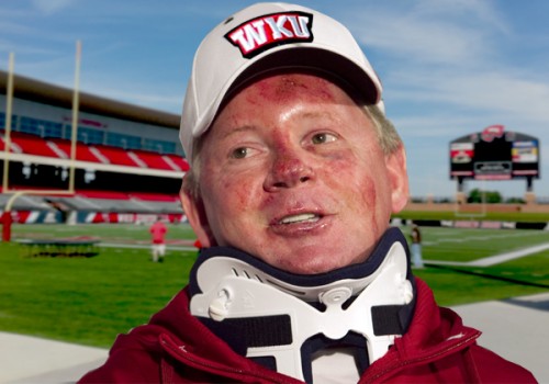 Might be a good idea not to ask Coach Petrino why his face is all cut up.