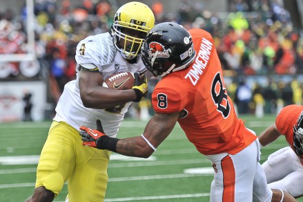 Byron Marshall was a 1,000 yard rusher for the Ducks in '13, more than double his production from last season. 