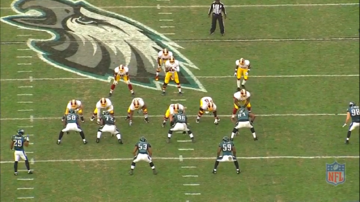 The Eagles in their 3-4 base defense.