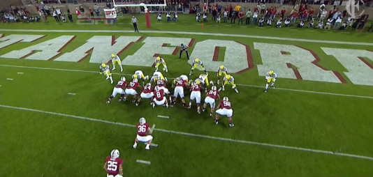 Hart battles a Stanford guard in the trenches