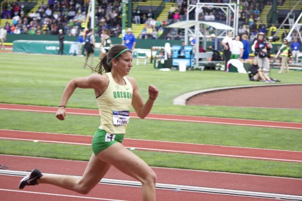 Jenna Prandini winning her preliminary heat of the women's 200 meter dash.  Photo By: Ben White