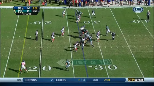Johnson's footwork improves on this play.