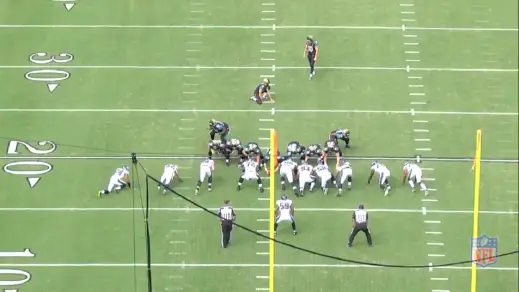 Keep an eye on Bair (#93, lined up between the left guard and left tackle).