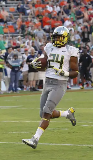 Aloha's Thomas Tyner was the Ducks leading rusher in the Rose Bowl.