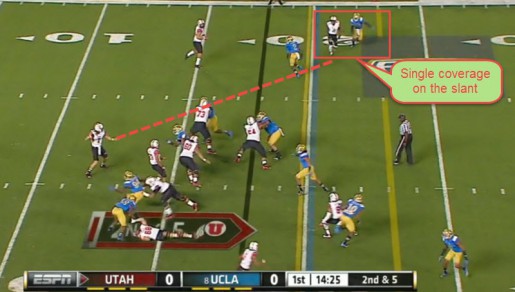 The fake to the bubble gets the receiver in single coverage