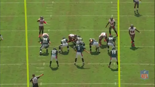 Receiver DeSean Jackson will motion to the left to distract the defense from the screen to McCoy on the right.