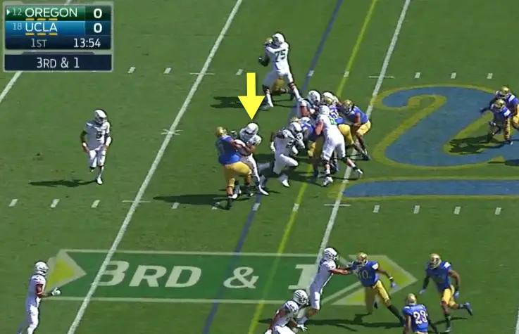 Great kick-out and hole created by the TE or F-Back.