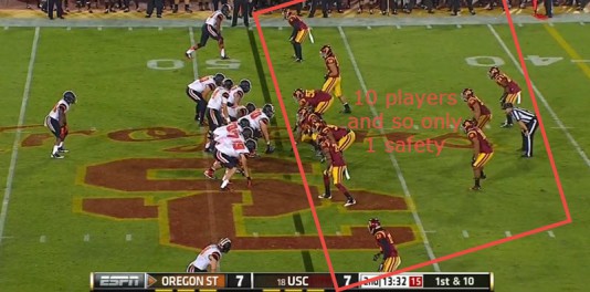 Mannion sees the single high safety, which gives him the green light to throw the lob
