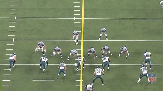 Matthews is across from the left guard.