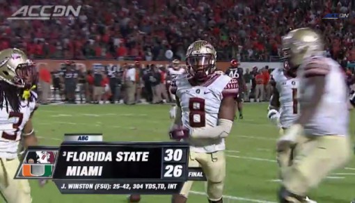 Florida State scored its most recent second half touchdown November 15 against Miami.