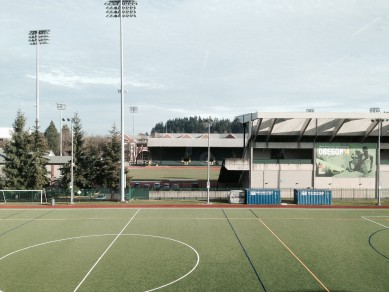 A view from the cardio floor overlooking Hayward Field