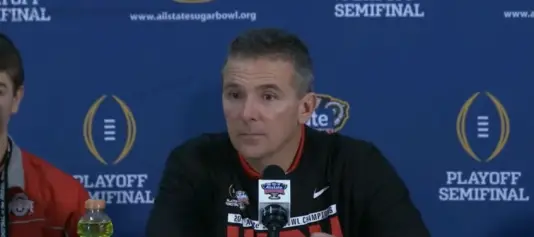 Urban Meyer post game reaction after hearing Oregon beat Florida State by nearly 40 points.