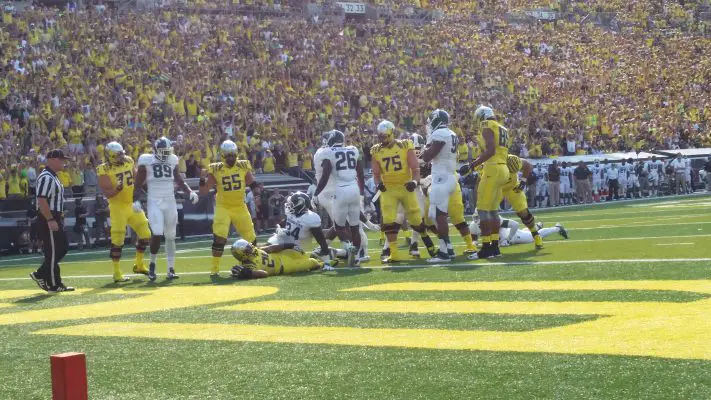 The Oregon Offensive Line had its way with Michigan St.