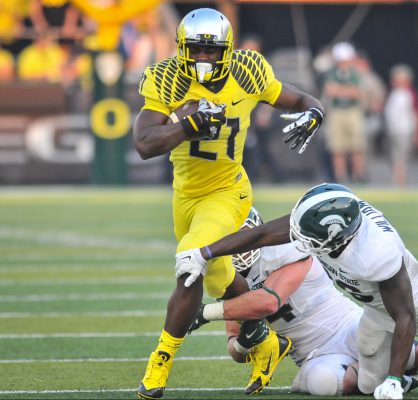 Royce Freeman was an impact player last year against MSU. He will have to lead the way if the Ducks are going to win on the road this season.