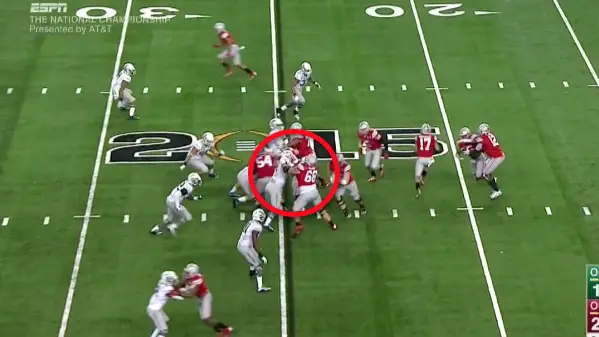 Blocking "down" or inside is easy for Ohio State.