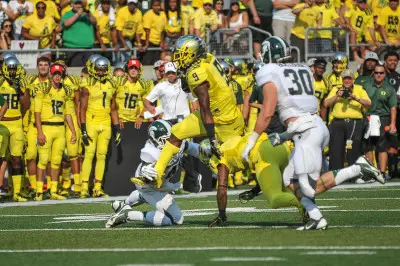 Byron Marshall and the Ducks will look to beat a top-10 ranked Michigan State team for the second time in two years