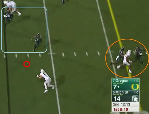 Dual Flare 2015 UO v MSU #4 - Delivery, DBs drawn away