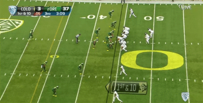The Buffs back is able to reach the edge and get down-field for a huge gain.