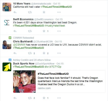 Some recent hilarious tweets with the hashtag #thelastimeuwbeatuo