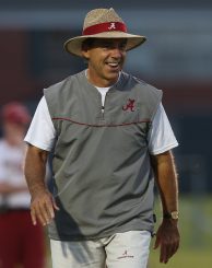 Saban looking very Southern in that hat.