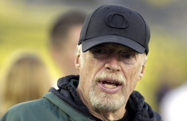 Phil Knight attending a game of his beloved Ducks