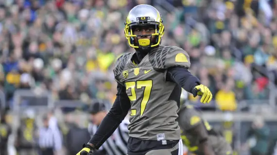 Oregon State's Jordan Poyer, Oregon's Kenjon Barner and Ifo Ekpre