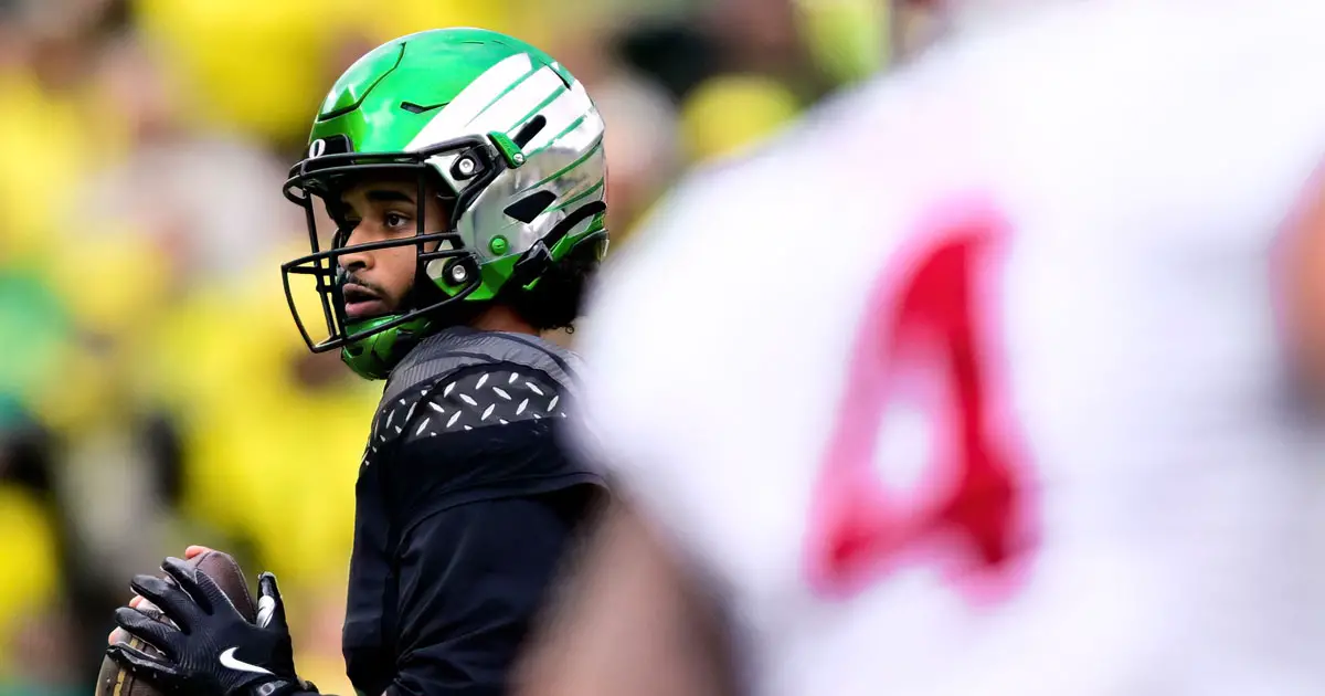 Oregon quarterback Dante Moore will be looking for redemption after Saturday's 30-20 loss to Indiana at home. Photo by Eric Becker